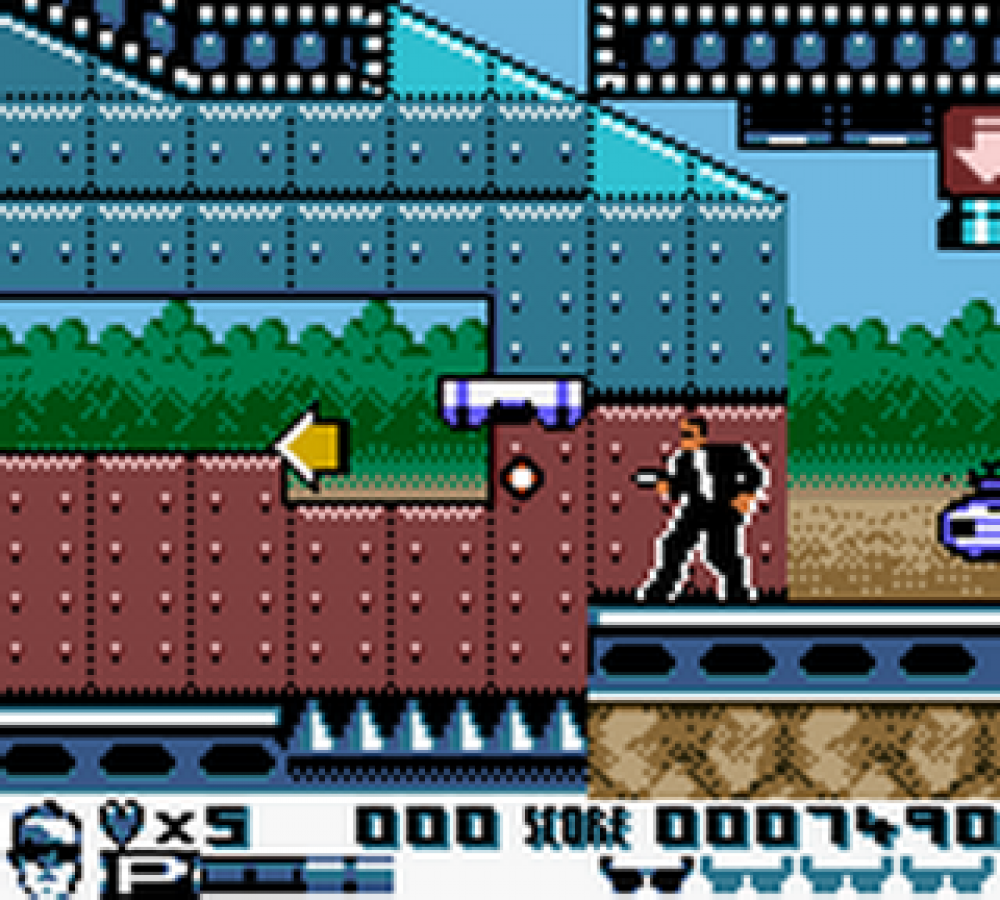 Men in Black The Series 2 for Game Boy Color, gameplay for an action-adventure video game with alien combat, side-scrolling gameplay, mission-based levels, and sci-fi action