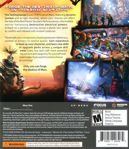 The Technomancer – Xbox One (XONE) back of case for sci-fi action role-playing video game
