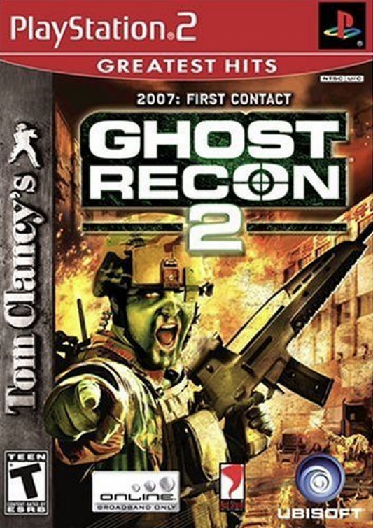 Tom Clancy's Ghost Recon 2 [Greatest Hits] – PlayStation 2 (PS2) video game cover image, tactical shooter.