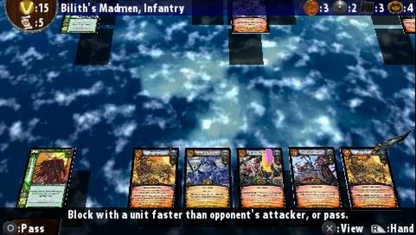 Warhammer Battle for Atluma PlayStation Portable PSP inspired design featuring strategic card based combat aesthetic Warhammer fantasy universe factions tactical deck building gameplay turn based battles dark fantasy artwork and portable strategy gaming presentation gameplay 