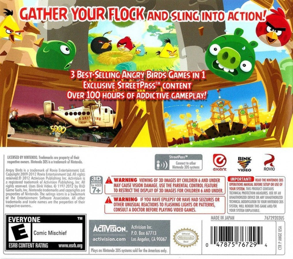Angry Birds: Trilogy back of case for Nintendo 3DS (3DS) puzzle action video game