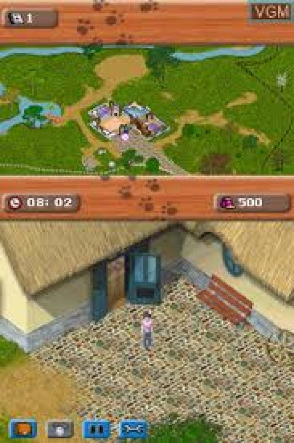 Paws & Claws Pet Resort Nintendo DS video game, animal care simulation, resort management gameplay, family-friendly handheld console title gameplay screenshot