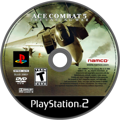 Ace Combat 5: The Unsung War PS2 flight combat video game disc