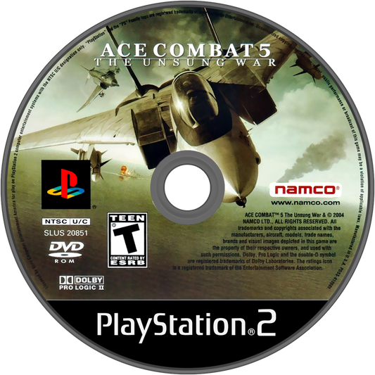 Ace Combat 5: The Unsung War PS2 flight combat video game disc