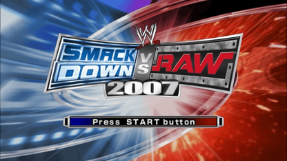 WWE SmackDown vs. Raw 2007 – start screen for PlayStation Portable (PSP) professional wrestling fighting game