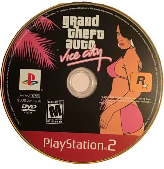 Grand Theft Auto Vice City Greatest Hits disc art for PlayStation 2 (PS2) video game