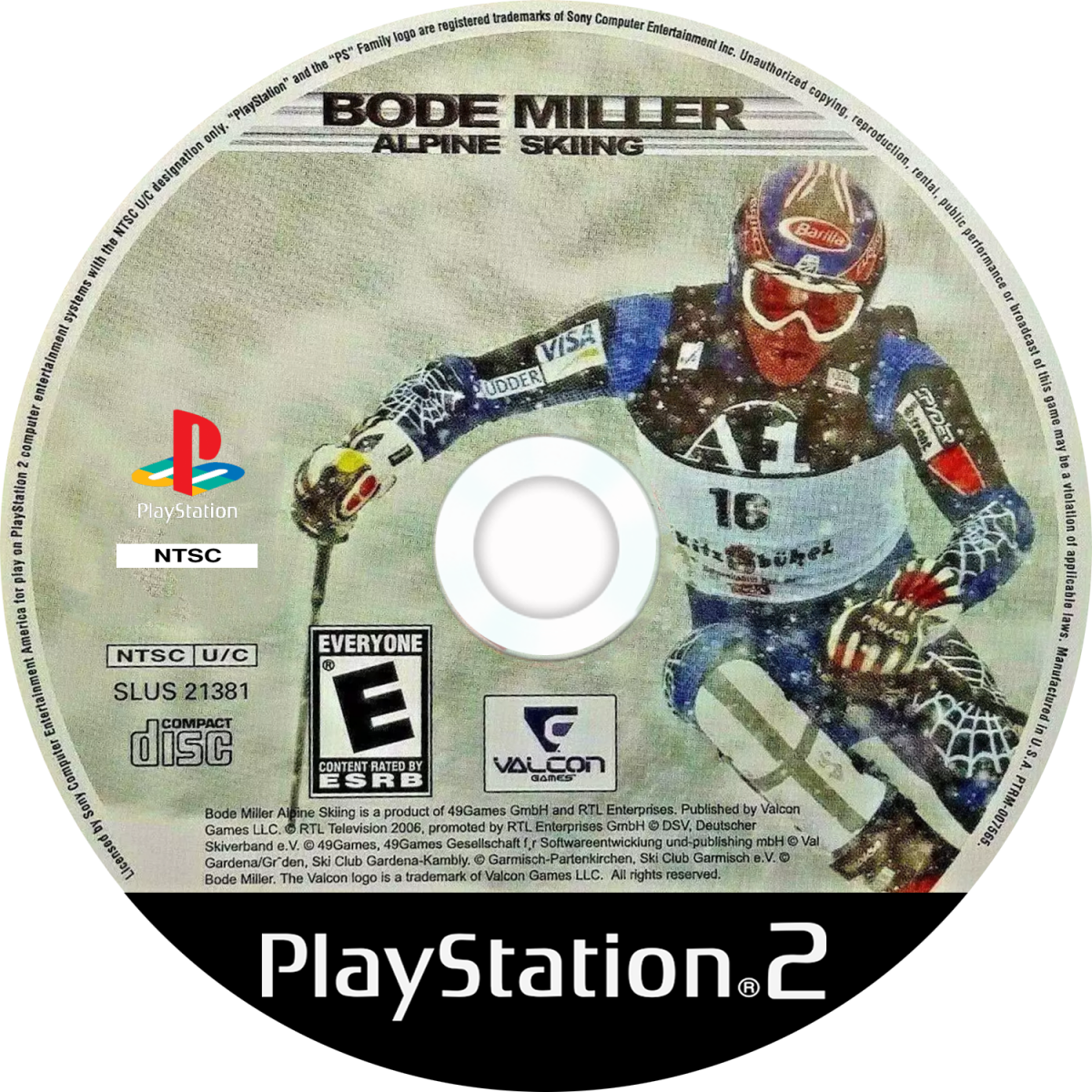 Bode Miller Alpine Skiing for PlayStation 2 with downhill racing and winter sports theme disc