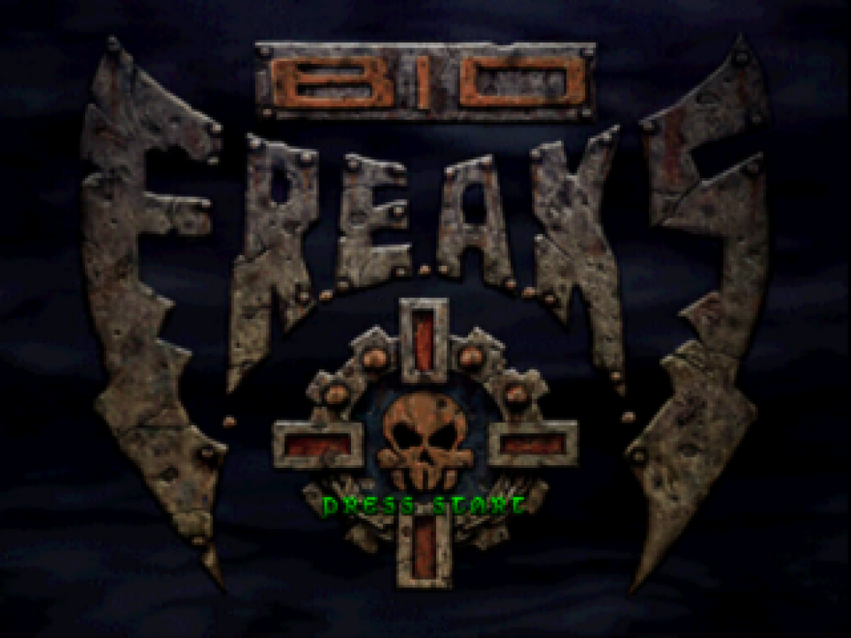 Bio FREAKS PS1 PlayStation 1 fighting game cybernetic combat sci fi arena battles arcade style gameplay retro video game title screen