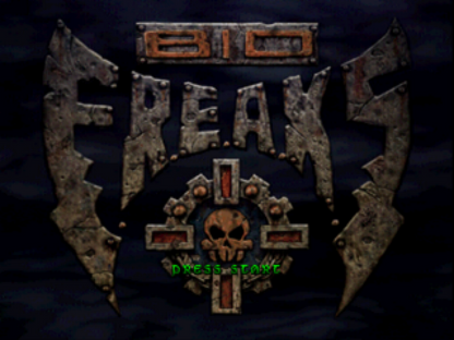 Bio FREAKS PS1 PlayStation 1 fighting game cybernetic combat sci fi arena battles arcade style gameplay retro video game title screen