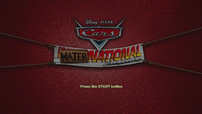 Cars Mater-National Championship start screen for Xbox 360 (X360) racing video game