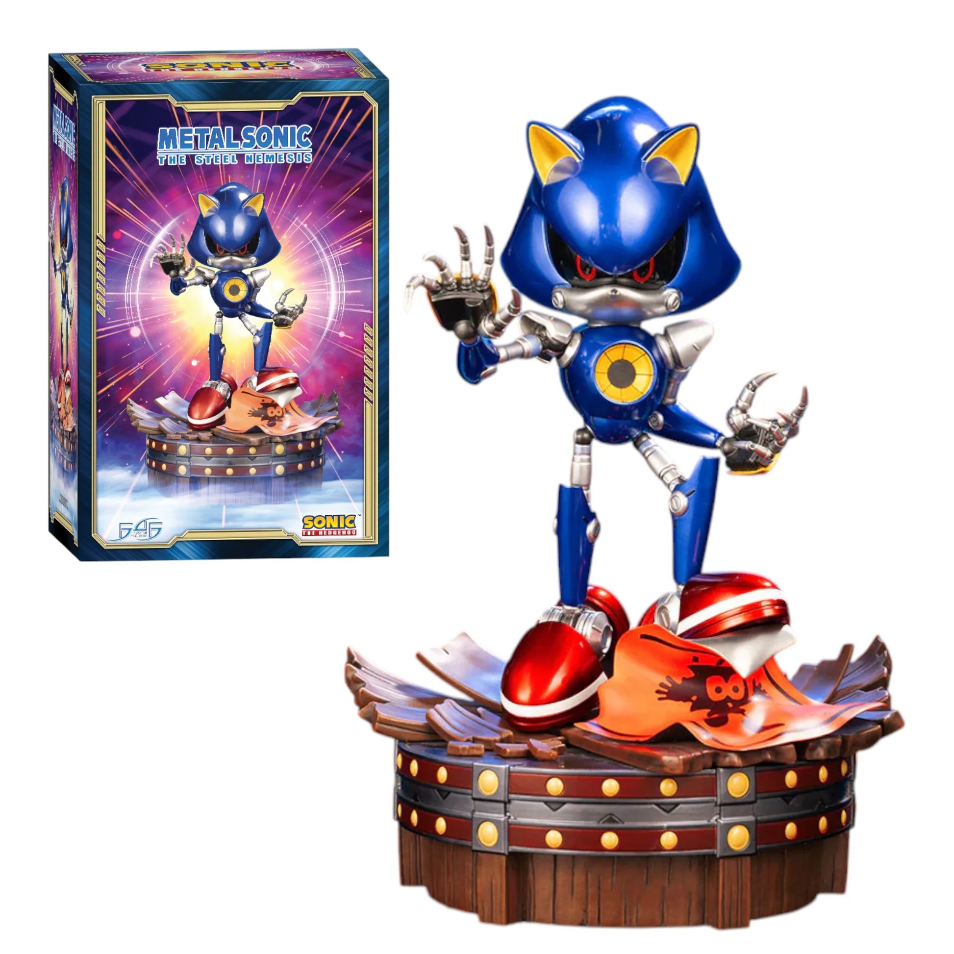 Metal Sonic The Steel Nemesis 15 Inch Premium Resin Statue by First 4 Figures F4F collectible Sonic the Hedgehog statue featuring detailed Metal Sonic character design premium resin construction dynamic sculpted details display base officially licensed collectible figure gaming decor and high end collector appeal