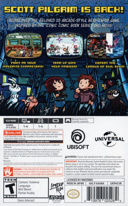 Scott Pilgrim vs. The World: The Game Complete Edition Nintendo Switch featuring retro beat ‘em up action and full DLC content back cover
