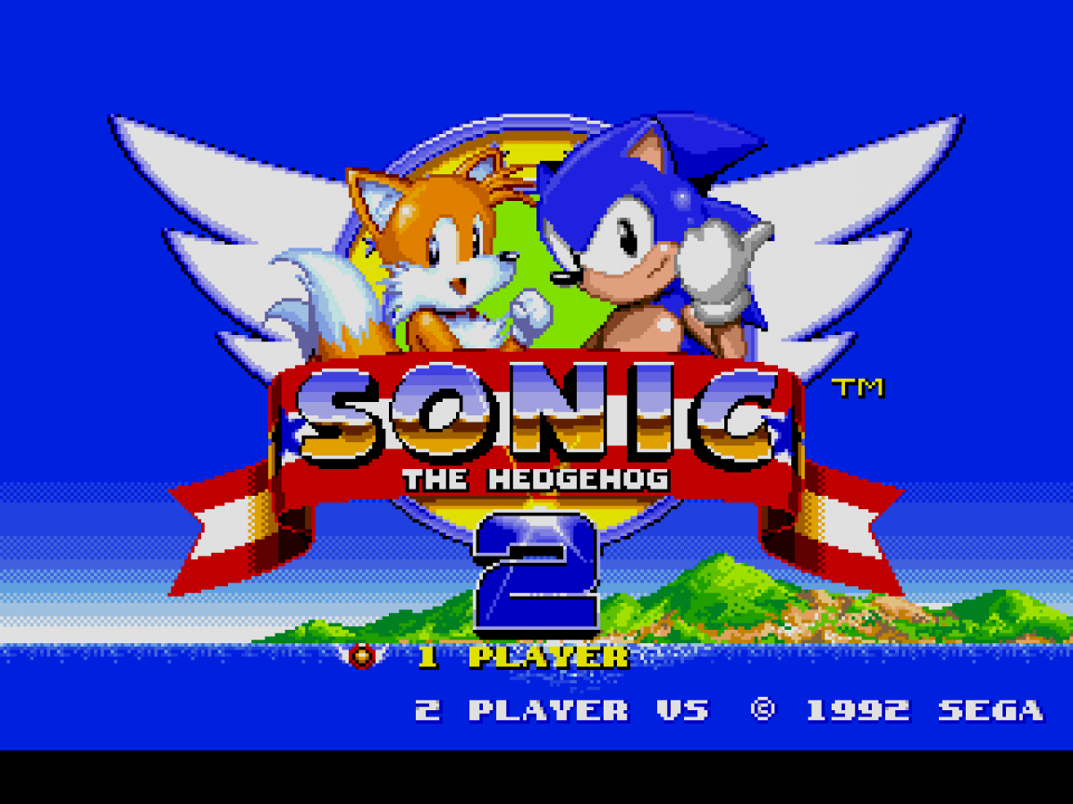 Sonic the Hedgehog 2 Not For Resale retro Sega Genesis video game featuring fast paced platform gameplay, multiplayer Sonic action, side scrolling adventure and classic Genesis entertainment - title screen