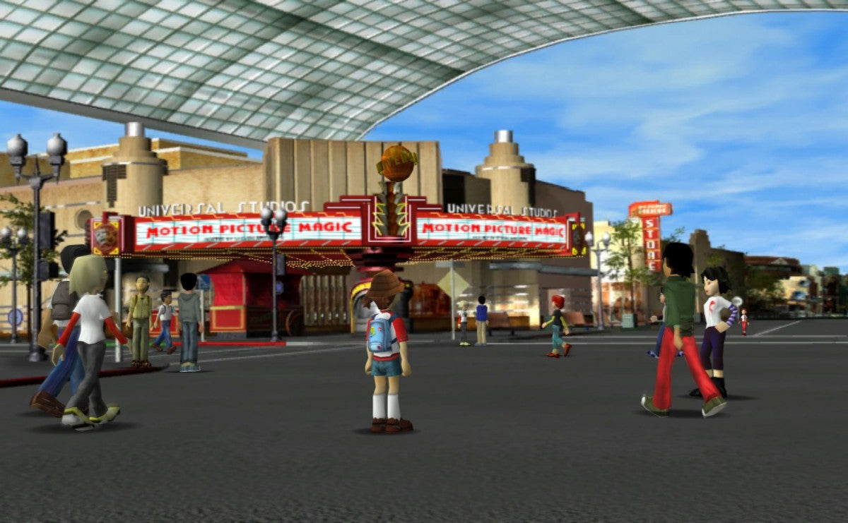 Universal Studios Theme Parks Adventure GameCube GC video game, adventure mini-games, theme park exploration, family-friendly, Nintendo GameCube title gameplay screenshot