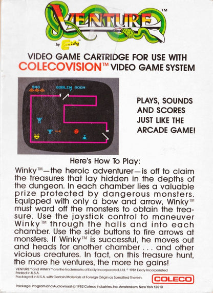 Venture back cover art for ColecoVision (CV) video game
