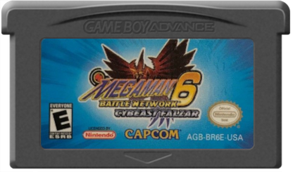 Mega Man Battle Network 6: Cybeast Falzar for Game Boy Advance action RPG card battle game featuring Lan and MegaMan.EXE grid based combat Cybeast Falzar version multiplayer link battles cartridge