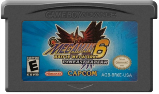 Mega Man Battle Network 6: Cybeast Falzar for Game Boy Advance action RPG card battle game featuring Lan and MegaMan.EXE grid based combat Cybeast Falzar version multiplayer link battles cartridge