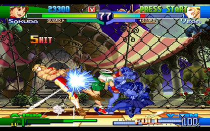 Street Fighter Alpha 3 game for the PlayStation featuring 2D fighting gameplay with a large character roster multiple fighting styles arcade and versus modes and fast paced competitive combat with combo based mechanics gameplay