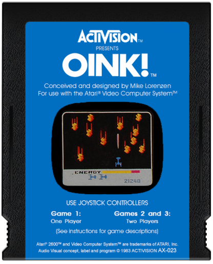 Oink! cartridge art for Atari 2600 (2600) video game 