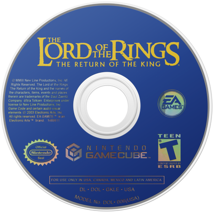 The Lord of the Rings The Return of the King Nintendo GameCube GCN for action adventure video game fans featuring hack and slash combat cooperative multiplayer epic battles inspired by the classic fantasy film heroic quests multiple playable characters cinematic gameplay collectible gaming appeal disc