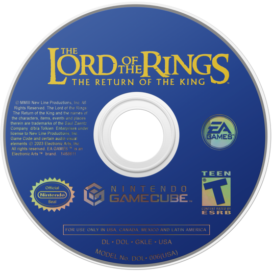 The Lord of the Rings The Return of the King Nintendo GameCube GCN for action adventure video game fans featuring hack and slash combat cooperative multiplayer epic battles inspired by the classic fantasy film heroic quests multiple playable characters cinematic gameplay collectible gaming appeal disc