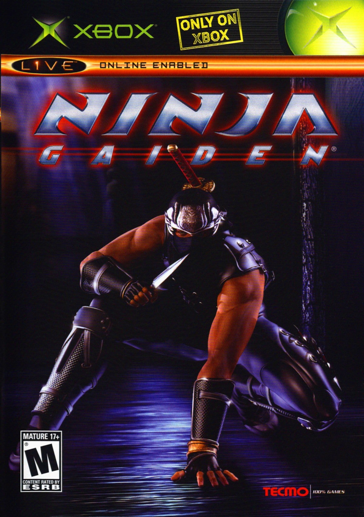 Ninja Gaiden retro Xbox video game Ninja Gaiden fast paced action hack and slash ninja combat challenging difficulty precision melee combat third person action adventure console title Xbox release cover art
