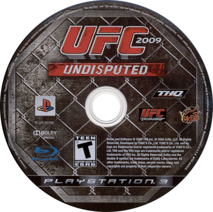 UFC 2009 Undisputed disc for PlayStation 3 (PS3) video game