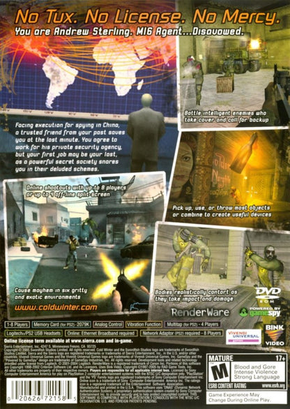 Cold Winter PS2 PlayStation 2 first person shooter game back of case