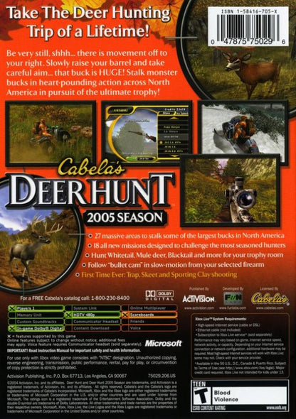 Cabela's Deer Hunt: 2005 Season back cover art for Xbox (XBOX) video game