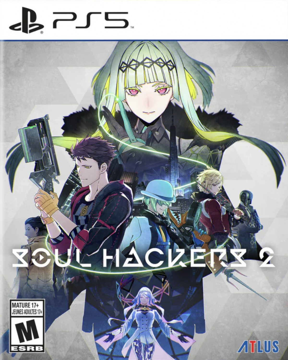 Soul Hackers 2 PlayStation 5 JRPG Atlus cyberpunk setting Ringo protagonist demon summoning turn-based combat party members comp summoning soul matrix dungeons character bonds supernatural thriller front cover