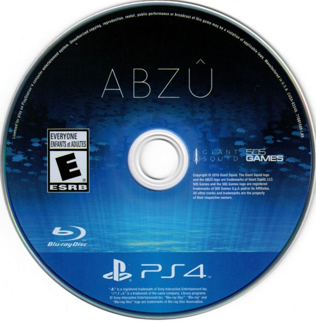 Abzû PS4 adventure exploration video game disc