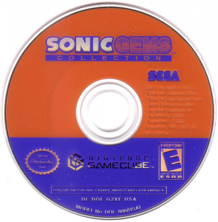 Sonic Gems Collection [Player's Choice] disc for Nintendo GameCube (GC) classic Sonic compilation video game