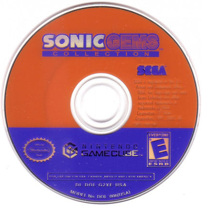 Sonic Gems Collection [Player's Choice] disc for Nintendo GameCube (GC) classic Sonic compilation video game