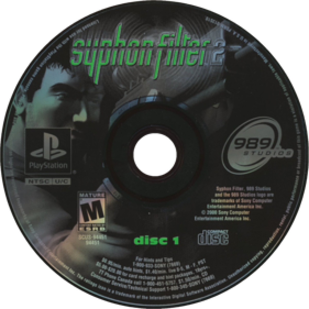 Syphon Filter 2 PlayStation 1 PS1 for third person action stealth video game fans featuring Gabe Logan and Lian Xing tactical missions espionage gameplay stealth objectives weapon combat enemy encounters cinematic storytelling and classic Sony PlayStation gaming collectible appeal disc 1
