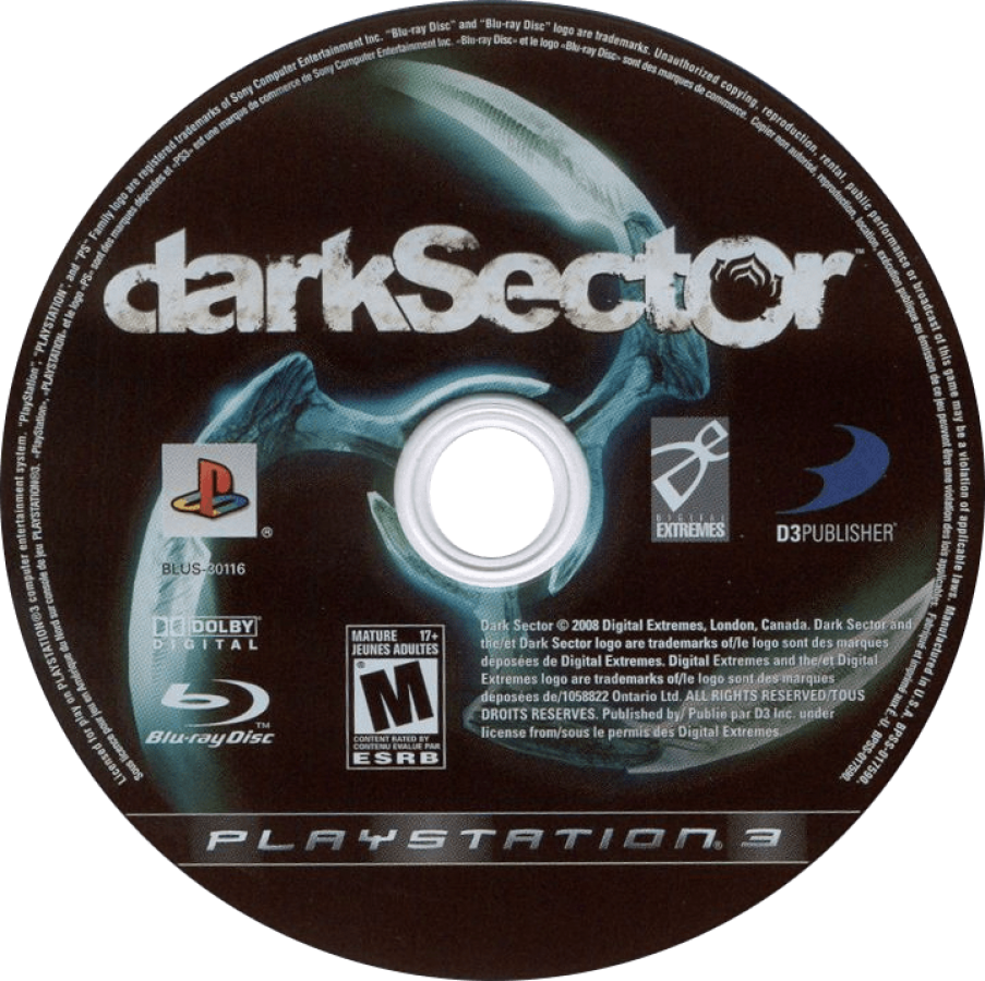 Dark Sector disc for PlayStation 3 (PS3) video game