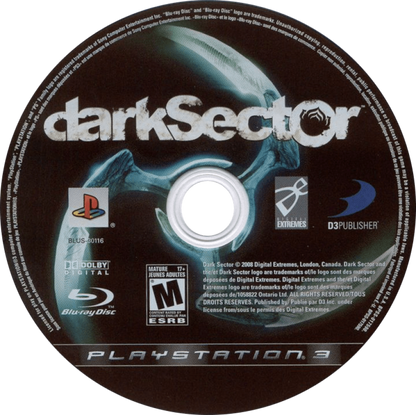 Dark Sector disc for PlayStation 3 (PS3) video game