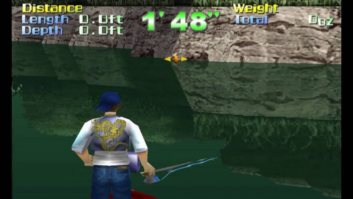 Action Bass PlayStation 1 PS1 video game, fishing simulation, tournament-style bass fishing gameplay, classic console title gameplay screenshot