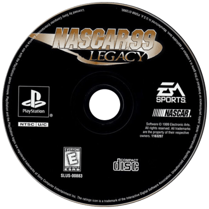 NASCAR 99 Legacy disc for PlayStation 1 (PS1) retro racing video game
