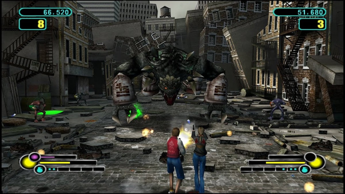 Space Raiders GameCube GC video game, arcade-style shooter, space combat adventure, action gameplay, multiplayer, Nintendo GameCube title gameplay screenshot