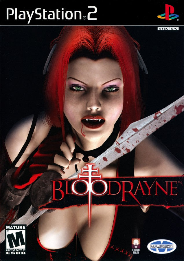 BloodRayne PS2 PlayStation 2 action hack and slash horror game retro video game cover art