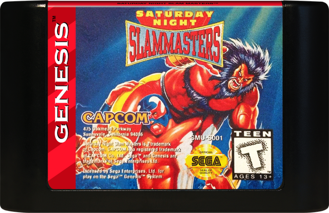 Saturday Night Slam Masters cartridge for Sega Genesis (GEN) video game