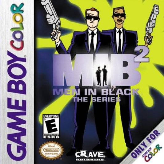 Men in Black The Series 2 for Game Boy Color, cover image for an action-adventure video game with alien combat, side-scrolling gameplay, mission-based levels, and sci-fi action