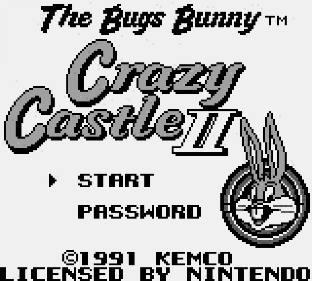 Bugs Bunny in Crazy Castle 2 Game Boy GB for retro video game enthusiasts featuring action puzzle platforming gameplay Looney Tunes characters maze style levels item collection enemy avoidance family friendly handheld adventure and collectible gaming appeal gameplay  