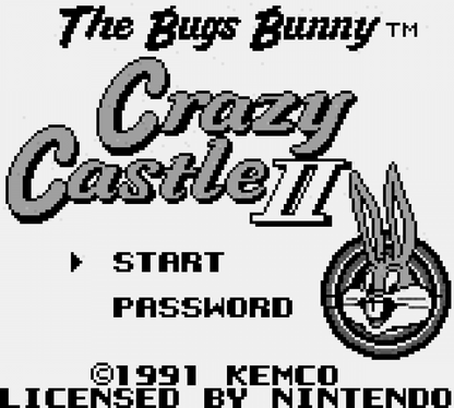 Bugs Bunny in Crazy Castle 2 Game Boy GB for retro video game enthusiasts featuring action puzzle platforming gameplay Looney Tunes characters maze style levels item collection enemy avoidance family friendly handheld adventure and collectible gaming appeal gameplay  