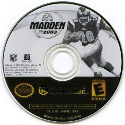 Madden NFL 2003 disc for GameCube (GC) sports football video game