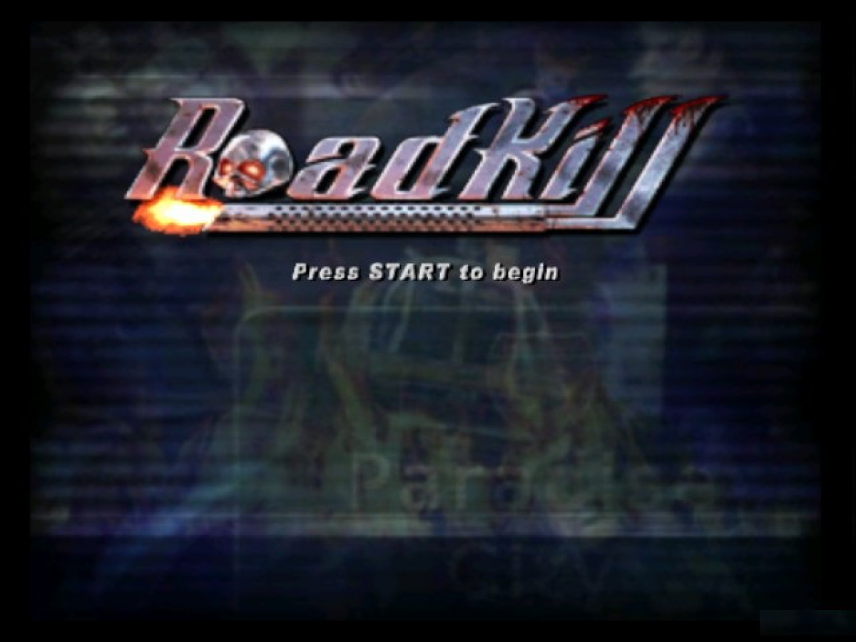 RoadKill start screen for Nintendo GameCube (GC) vehicular combat action video game