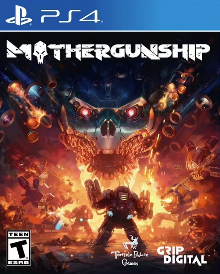 Mothergunship – PlayStation 4 (PS4) video game cover art, action shooter game with chaotic gunfights and custom weaponry