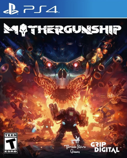 Mothergunship – PlayStation 4 (PS4) video game cover art, action shooter game with chaotic gunfights and custom weaponry