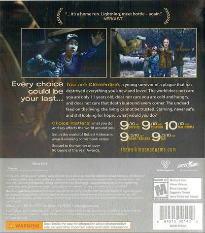 The Walking Dead: Season Two – Xbox One: Continue Clementine’s emotional journey in this choice-driven episodic survival adventure back cover