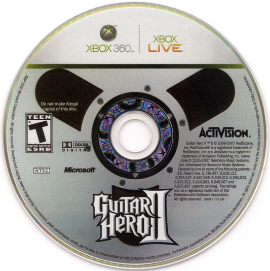 Guitar Hero II disc for Xbox 360 (X360) music rhythm video game